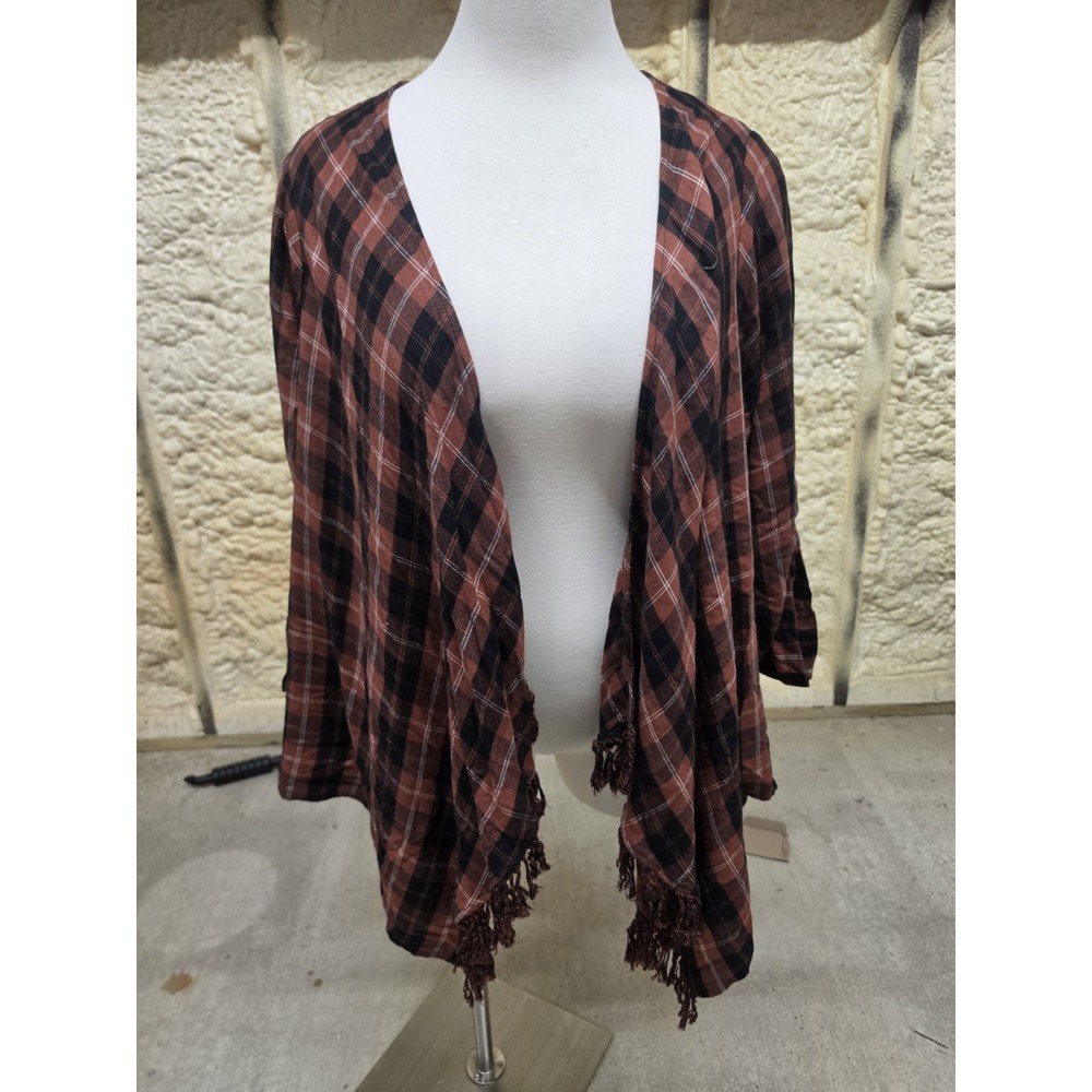 Torrid 4X Flannel Plaid Drape Front Kimono Cardigan Western Duster Plus NWT